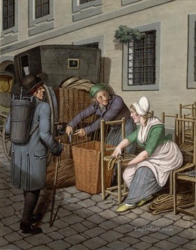 Der Tintenmann die Korb und Sesselflechter Georg Emanuel Opiz caricature Oil Paintings